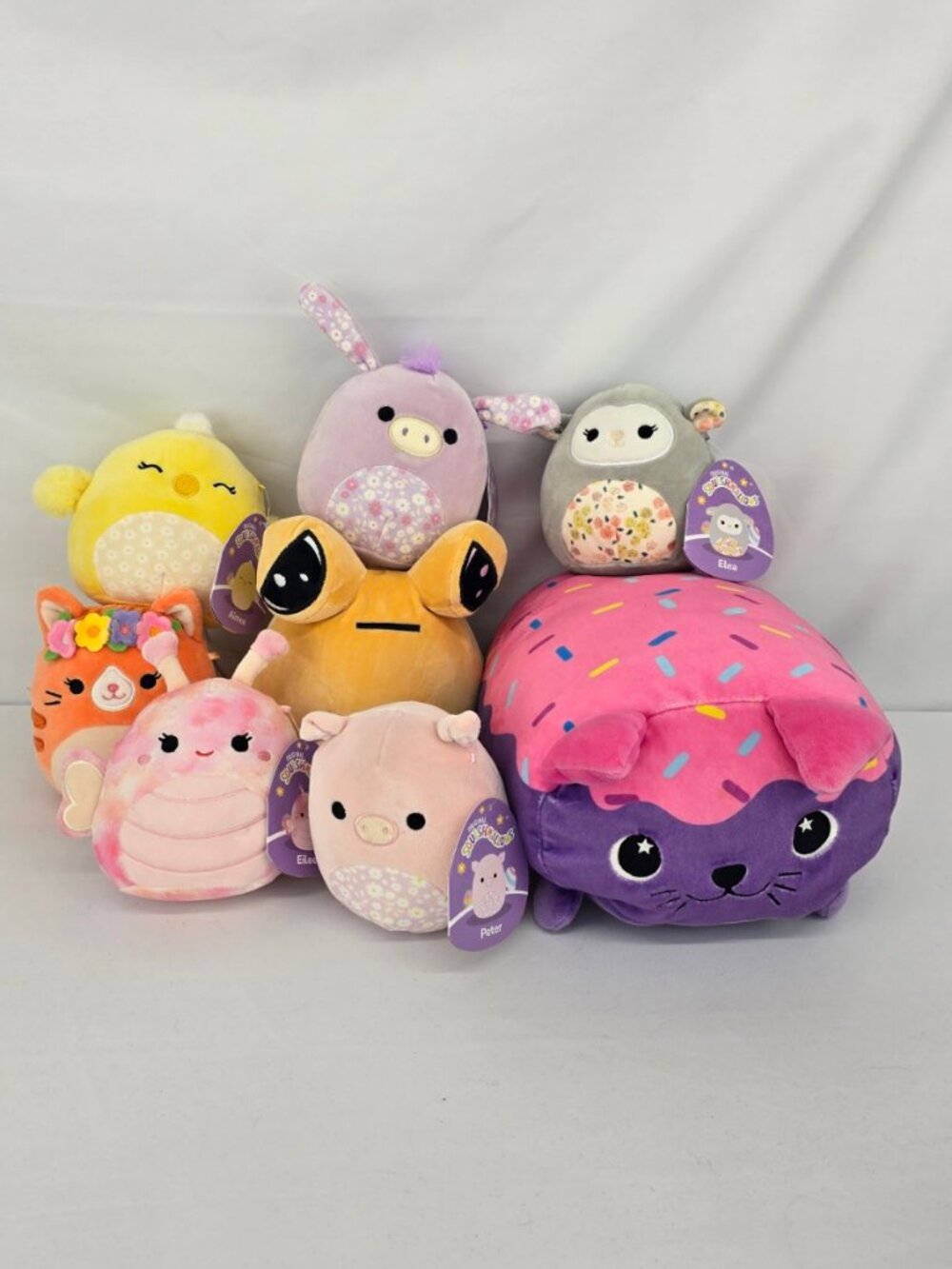Squishmallows Plush Lot 8pc Cat Frog Owl Pig Chick w/ Tags Bundle